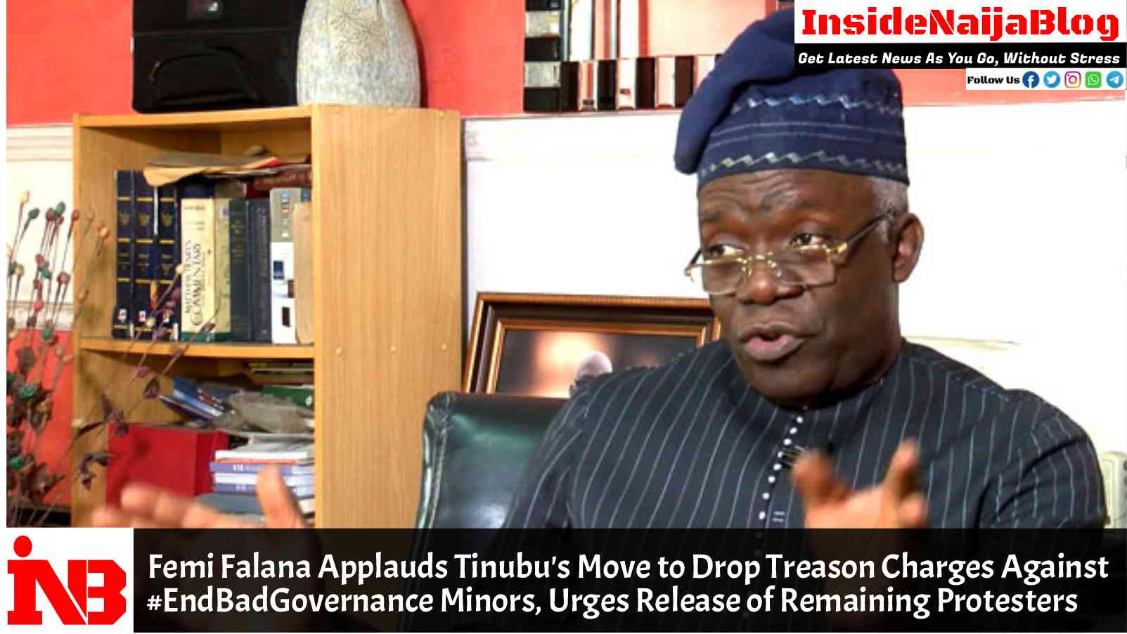 Femi Falana Applauds Tinubu’s Move to Drop Treason Charges Against #EndBadGovernance Minors, Urges Release of Remaining Protesters