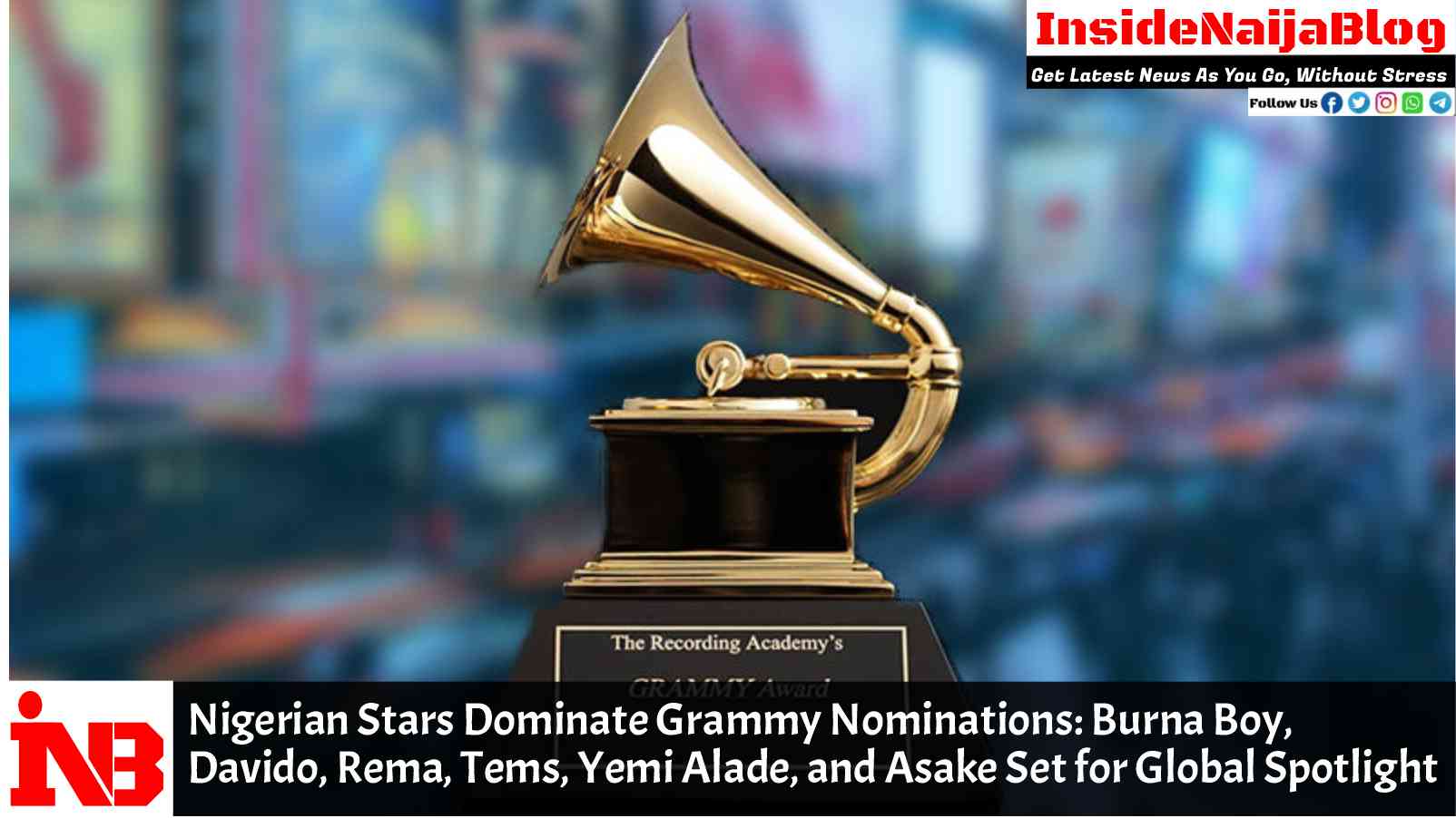 Nigerian Stars Dominate Grammy Nominations: Burna Boy, Davido, Rema, Tems, Yemi Alade, and Asake Set for Global Spotlight