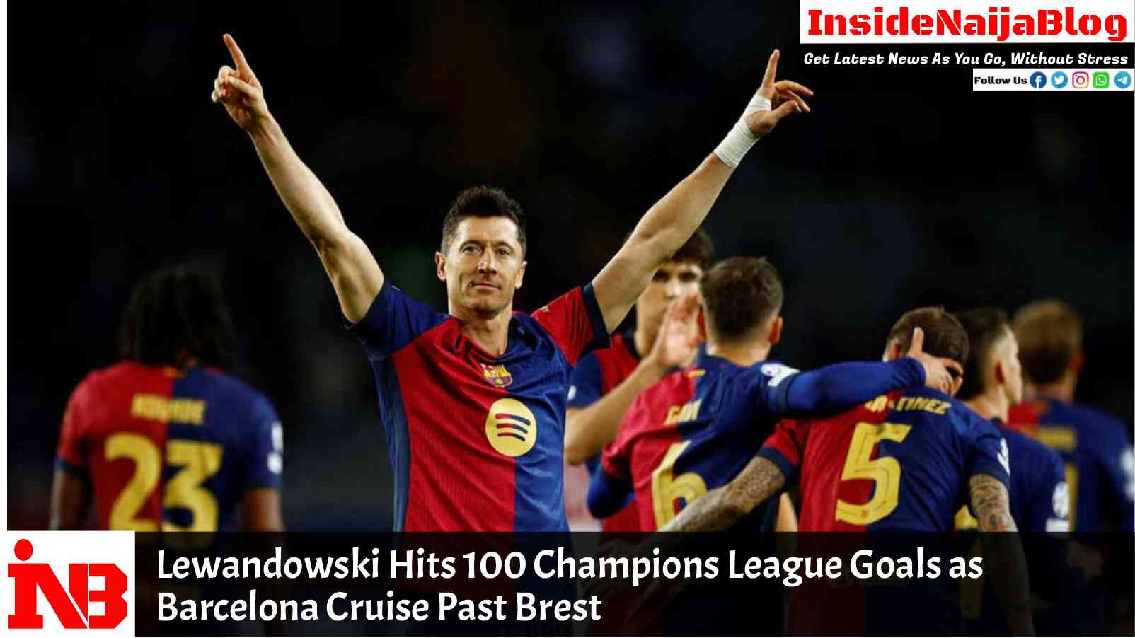 Lewandowski Hits 100 Champions League Goals as Barcelona Cruise Past Brest