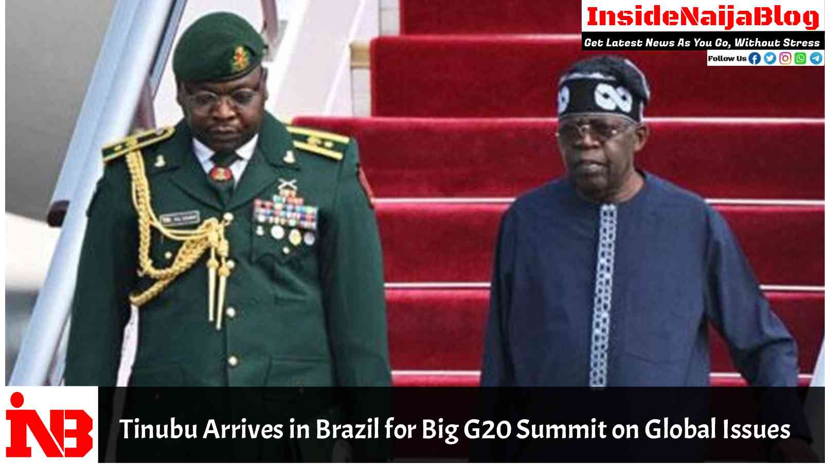 Tinubu Arrives in Brazil for Big G20 Summit on Global Issues