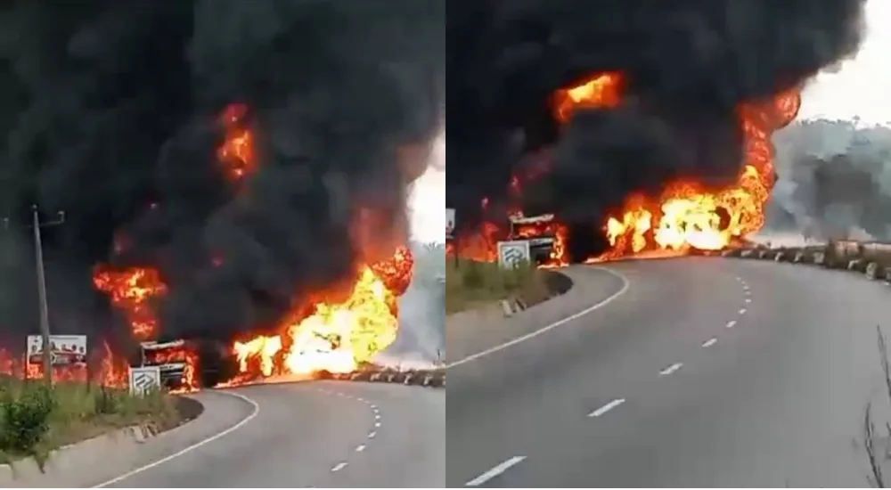 Fuel Tanker Explosion Causes Traffic Chaos on Epe-Ijebu Ode Expressway